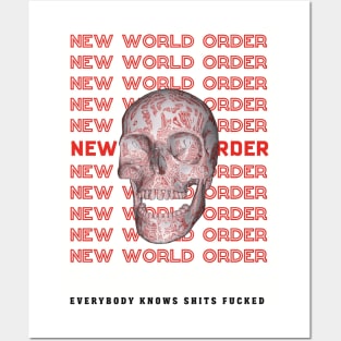 New world order skull typography Posters and Art